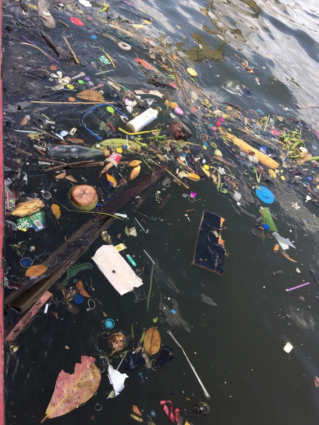 Rác thải (nhựa chiếm phần không nhỏ) trên sông Chao Phraya, Thái Lan.
